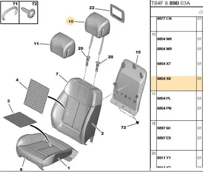 PSA 8854.X8 Ön Koltuk Kafalık  8854.X8