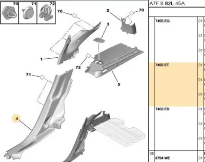 PSA 7455.ET Sol Arka Köşe Bakaliti  7455.ET