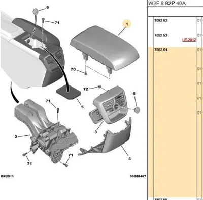 PSA 7592.54 Vites konsol Kol Dayaması 7592.54