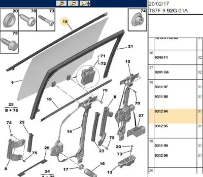 PSA 9312.94 Sağ Arka Cam Fitili Dış  9312.94