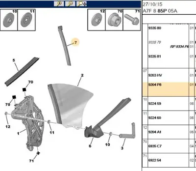 PSA 9204.P8 Sağ Arka Keleb Cam Fitili 9204.P8