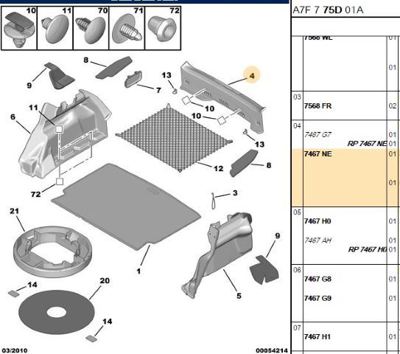 PSA 7467.NE Arka Panel Iç Bakalıtı 7467.NE