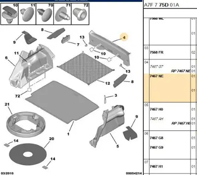 PSA 7467.NE Arka Panel Iç Bakalıtı 7467.NE