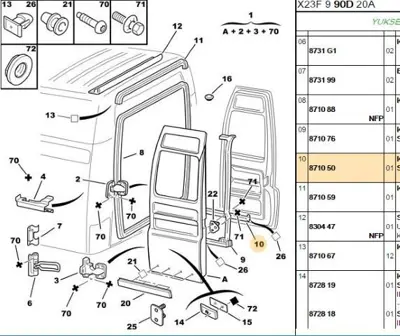 PSA 8710.50 Alçak Tavan Kapi Fitili  Boxer 1-2 970340 3902I0224R 871050 870153 28231462 3P130277 3P130277A RF28231462 RFHRD363 28231462R