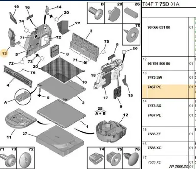 PSA 7467.PC Bagaj İç Kenar Bakalit  7467.PC