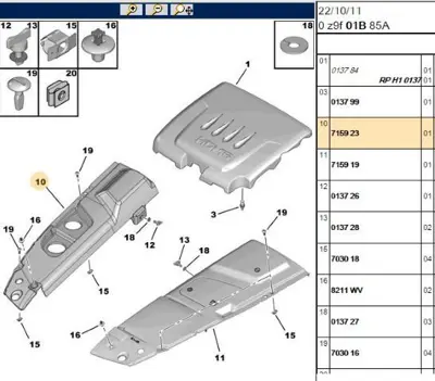 PSA 7159.23 Motor İçi Sağ Üst Bakalit 7159.23