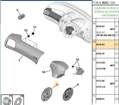 PSA 8216.83 Airbag Etiketi  8216.83