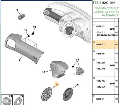 PSA 8216.83 Airbag Etiketi  8216.83