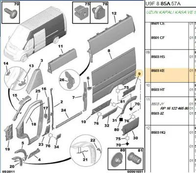 PSA 8503.KE Arka Panel Köse Sacı 8503.KE