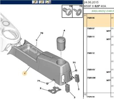 PSA 7589.06 Vites Arka Konsolu  7589.06