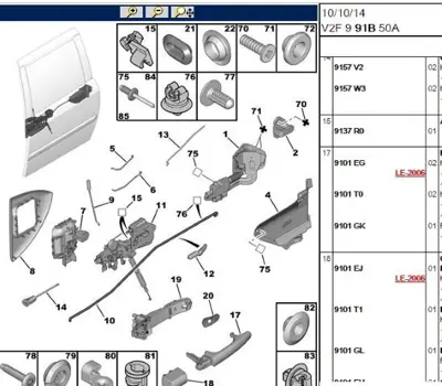 PSA 9143.T0 Sol İç Açma Kolu 9143T0