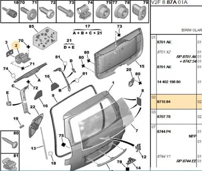PSA 8715.84 Bagaj Kapak Menteşesi  8715.84