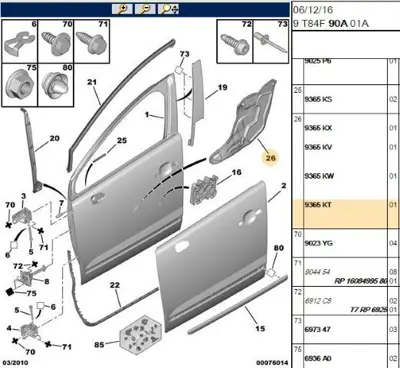 PSA 9365.KT Sağ Ön Kapı İzolatör 9365.KT