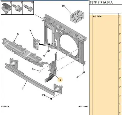 PSA 7104.LG Ön Panel Sol Havalandırma 7104.LG