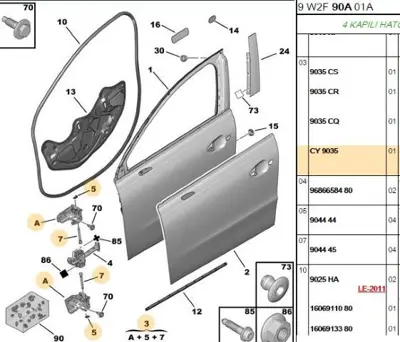 PSA 9035.CY Kapı Menteşesi 9035CY
