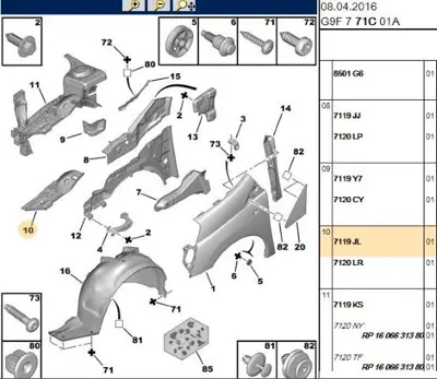PSA 7119.JL Podye Ön Sacı  7119.JL