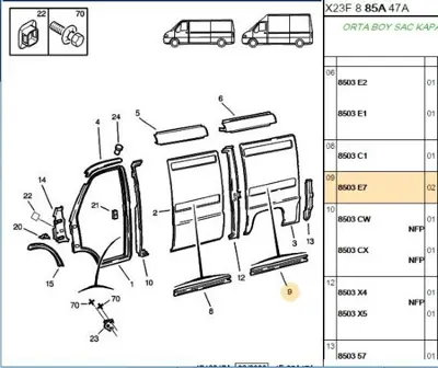 PSA 8503.E7 Sol Yan Takviye Sacı  8503.E7