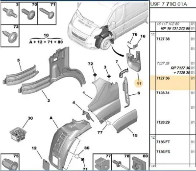 PSA 7127.36 Paçalık Sol  7127.36