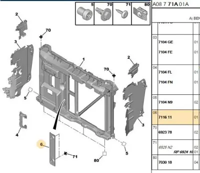 PSA 7116.11 Termik Ekran 711611
