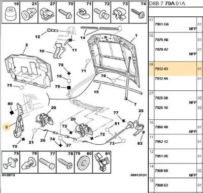 PSA 7912.43 Sol Kaput Menteşesi  7912.43