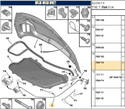 PSA 7937.T4 Kaput Açma Teli  7937.T4
