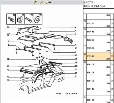PSA 8304.22 Arka Kapi Üstü FWB0053 3016030211 713644060 830422 5500059 19027618 99914623 BK101114 14623 V407007