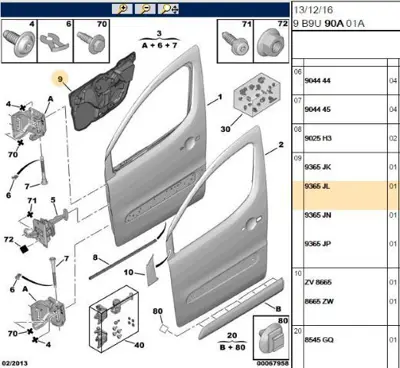 PSA 9365.JL Sol Ön Kapı Izolatörü 9365JL 9365.JL