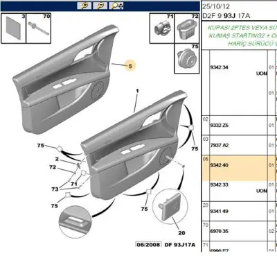PSA 9342.40 Kapı Döşemesi 934240