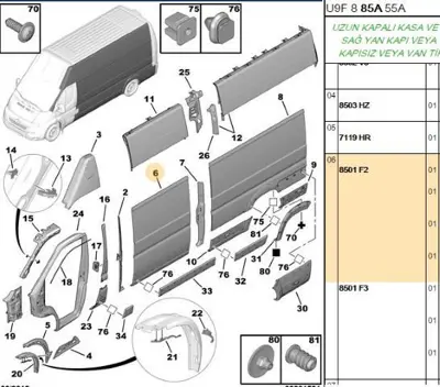 PSA 8501.F2 Sol Orta Saç Orta 8501F2