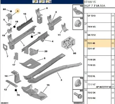 PSA 7211.48 Şase Bağlantı Üst Saç  7211.48