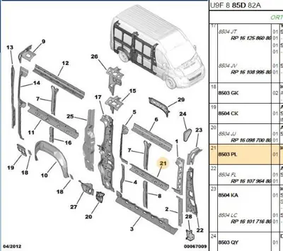 PSA 8503.PL Orta Yan İç Saç 8503PL