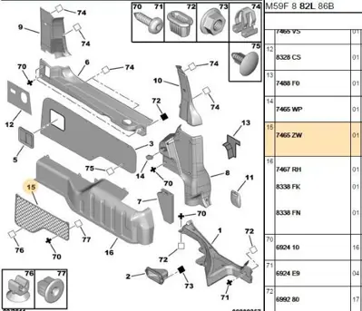 PSA 7465.ZW Bagaj İç Filesi  7465.ZW