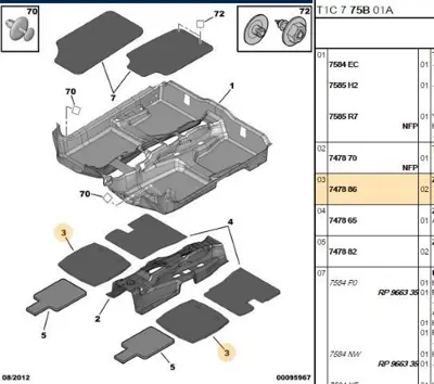 PSA 7478.86 Ön Alt Taban Keçesi  7478.86