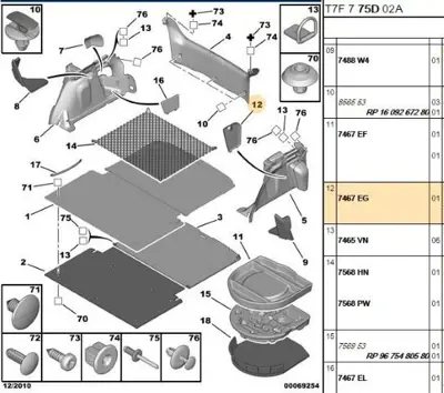 PSA 7467.EG Bagaj İç Yan Kapak Sol 7467EG