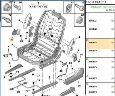 PSA 8913.FF Koltuk Yan Bakaliti 8913FF