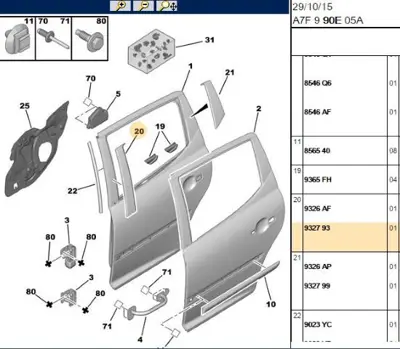 PSA 9327.93 Kapı Dırek Bantı Arka : R 9327.93