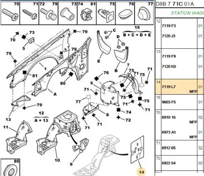 PSA 7119.L7 Ön Podya Parçası 7119L7