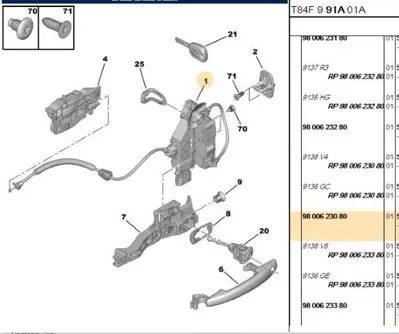 PSA 9800623080 Sağ Ön Kapı Kilidi 9800623080