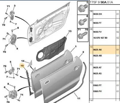 PSA 9025.AX Sol Kapı Ön Lastiği 9025AX