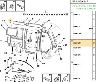 PSA 8526.W2 Sağ Yan Arka Sac  8526.W2