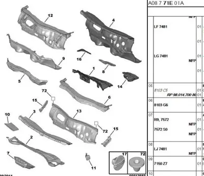PSA 7140.S0 Ön Cam Izgara Bağlan Ayak 7140.S0