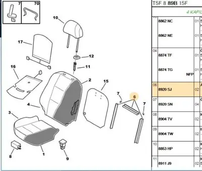 PSA 8920.SJ Koltuk Sırtlık Iç Kiti 8920.SJ