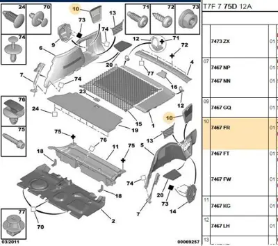 PSA 7467.FR Bagaj Kapak Köşe Bakaliti 7467.FR