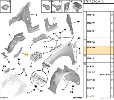 PSA 7120.SN Ön Çamurluk Bağlantı Ayak 7120SN 7120.SN