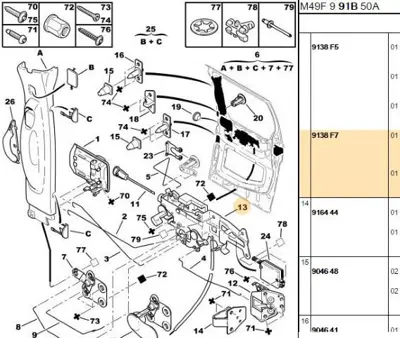 PSA 9138.F7 Kapı Kilit Mekanizması  9138.F7