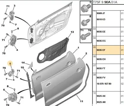 PSA 9035.EF Sol Kapı Menteşesi 9035EF