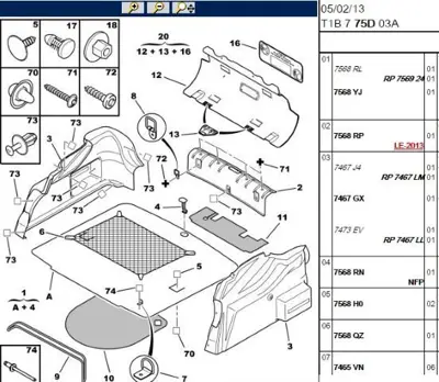 PSA 7467.LM Bagaj İç Halısı Sol  7467.LM