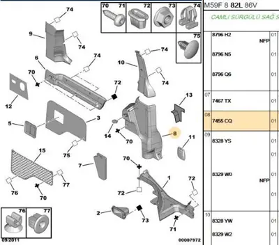 PSA 7455.CQ Arka Çamurluk Yan Kaplama 7455CQ