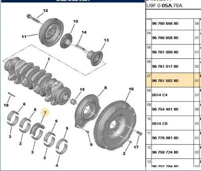 PSA 9676150280 Krank Mılı Yarım Flansı 9676065680 9676065880 9676100980 9676101780 9676150280