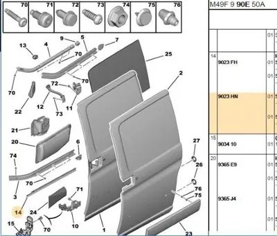 PSA 9023.HN Sol Kapı Alt Lastiği 9023HN